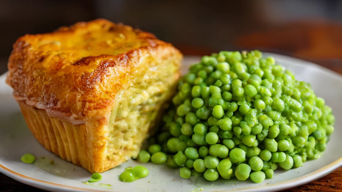 Pie de carne australiano tradicional com purê de feijão
