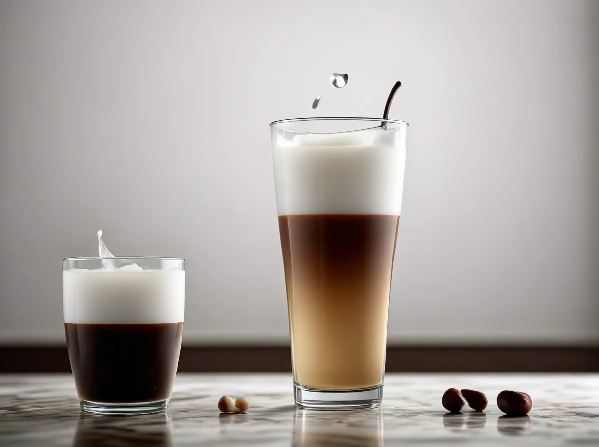 Iced latte with a smooth milk swirl in the cup